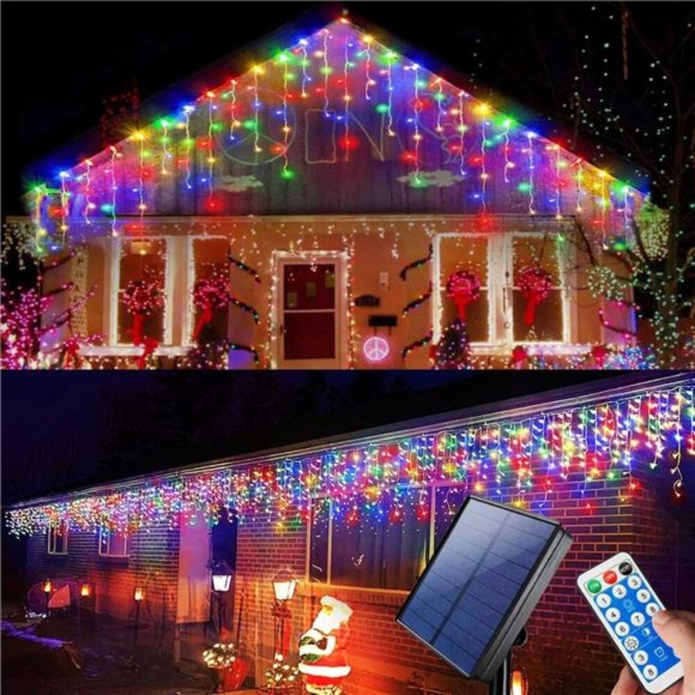 Multi-Color Outdoor LED Icicle Lights, 14.5Ft with 160 LEDs- For Christmas Decor